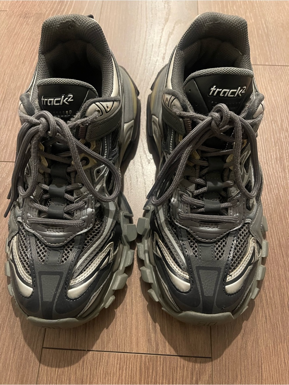 Balenciaga Track 2 Gray and Black Sneakers - Picture 1 of 9